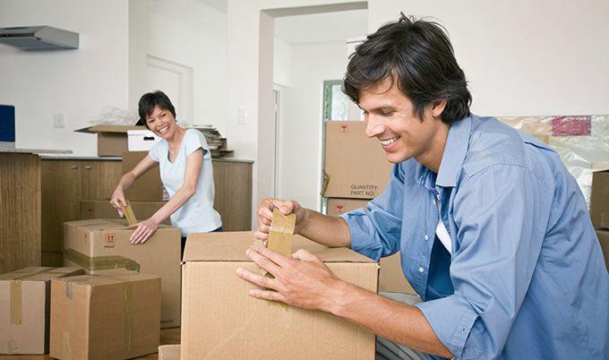 couple packing boxes