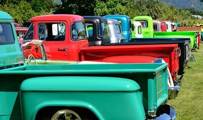 Classic trucks in a row