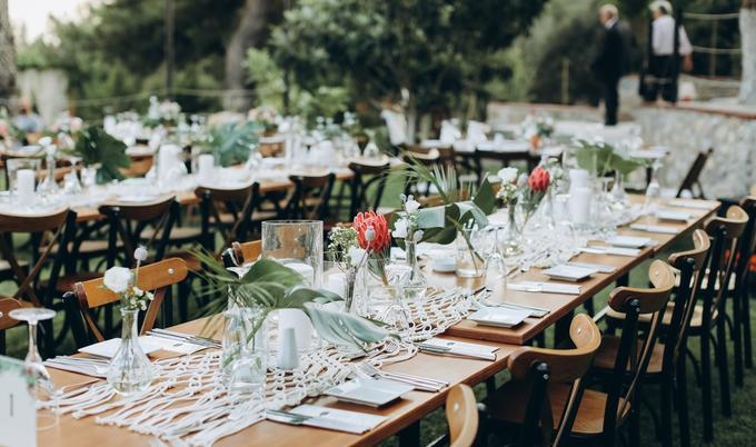 Table set for a wedding reception.
