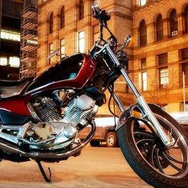 red motorcyle at night