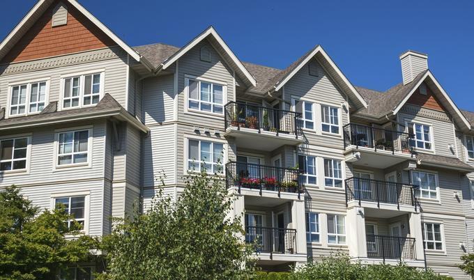 Exterior of a condo building. 