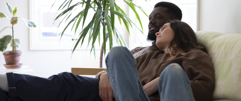 couple relaxing in livingroom
