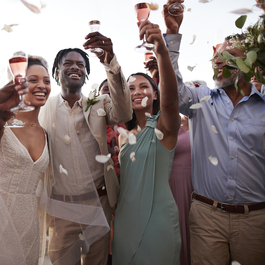 Group toasting glasses during a celebration