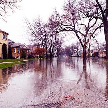 Flooded suburban street