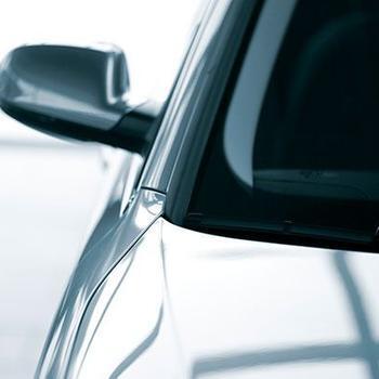 Closeup of silver car