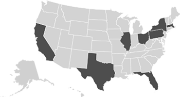 Mapa gris de los estados unidos