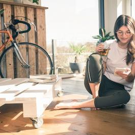 woman relaxing in condo