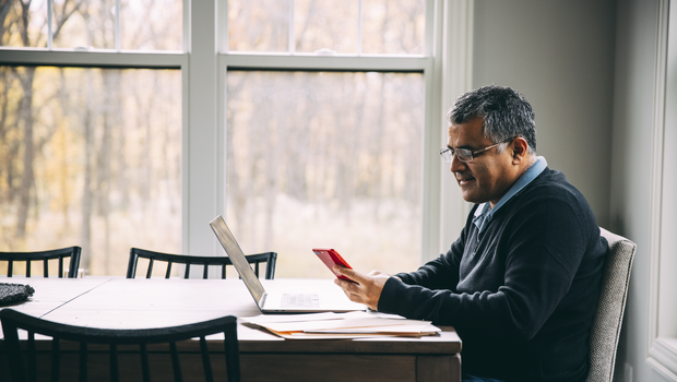 dad working from home