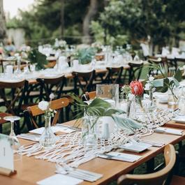 Table set for a wedding reception.