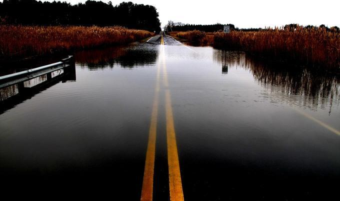 Flooded country road.