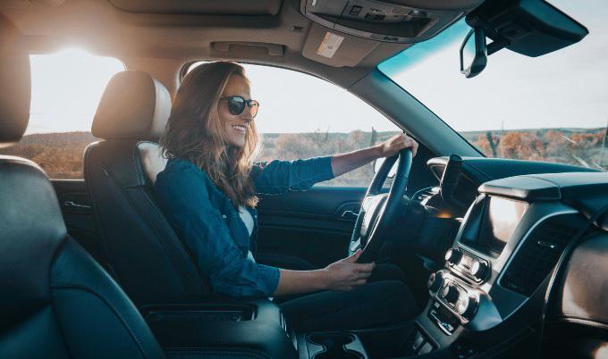 woman driving car