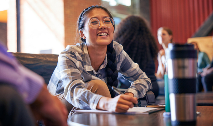 a person sitting at a table