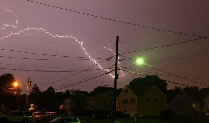 Lightning strikes power lines