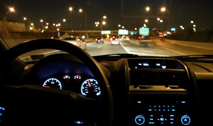car driving at night
