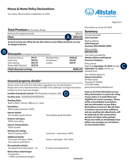 Policy Declarations | Allstate Insurance