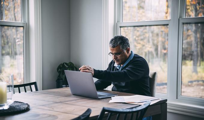 Man working from home on computer