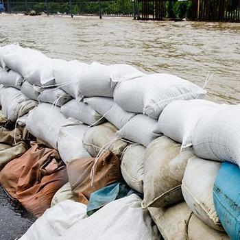Sand bags in flood