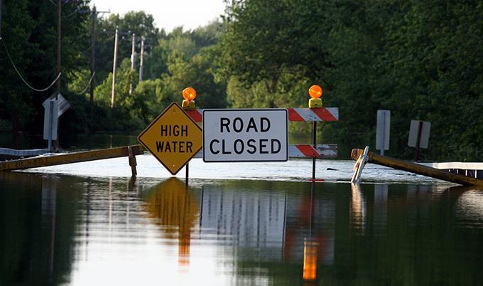 flooded road closed