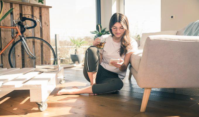 woman relaxing in condo