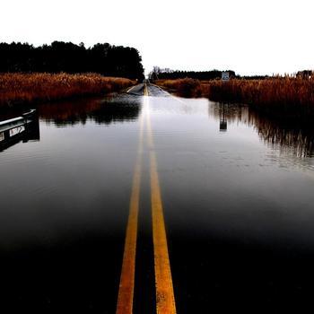 Flooded country road.