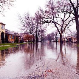 Flooded suburban street