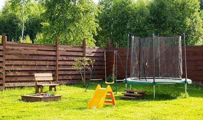 Trampoline in back yard