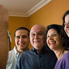 Family photo being taken in home